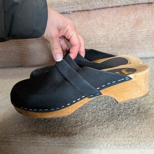 Black Wooden Clogs